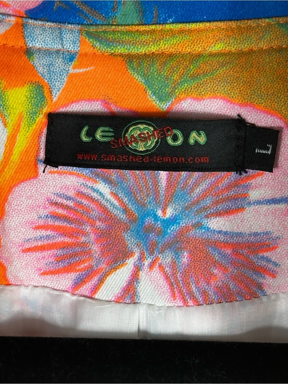 Smashed Lemon Large EUC Floral Moto Jacket Orange Blue Yellow Multi Colour Large - Picture 2 of 15